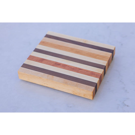 Small Hardwood (Hard Maple/Cherry/Walnut Stripped) Cutting BOARD. Approx. 10"x9"x1.25"