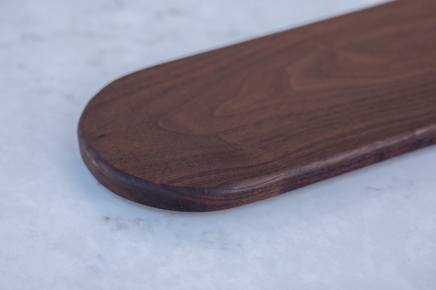 Walnut Cheese/Bread/Serving Board: Timeless & versatile, handcrafted with care. Choose straight or curved handle. Approx. 6"x18"x3/4". Exudes elegance & functionality.