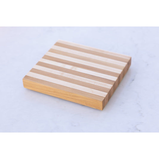 Small Hardwood (Hard Maple/Hickory Stripped) Cutting BOARD. Approx. 10"x9"x1.25"